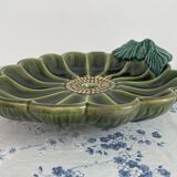 Large decorative dish, green ceramic flower, mid-20th century