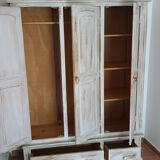 Wardrobe wardrobe 3 doors cerused gray pastel green