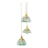 Suspension triple vintage glass chandelier - tableware collection