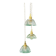 Suspension triple vintage glass chandelier - tableware collection
