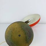 1950s desk lamp, red metal and brass
