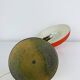 1950s desk lamp, red metal and brass