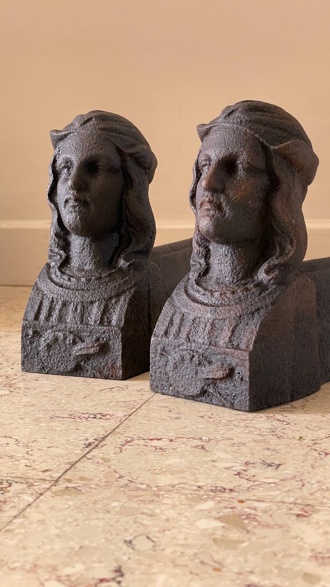 Chenets antique cast iron vintage