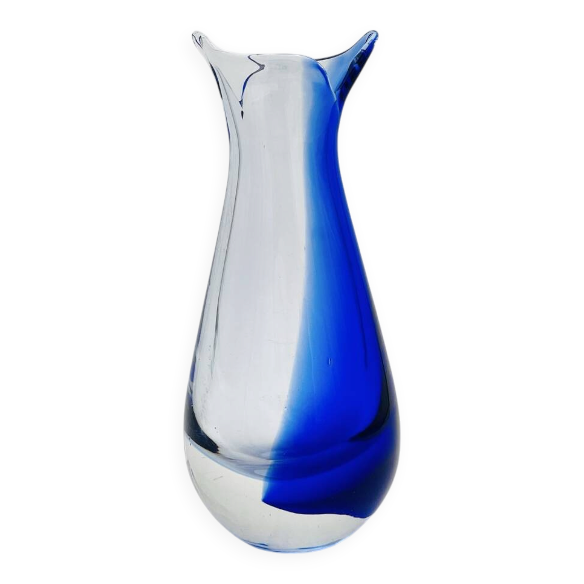 Murano Sommerso Two-Coloured Cobalt Blue Vase Sculpture