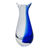 Vase Sculpture Murano Sommerso Bicolore Bleu Cobalt