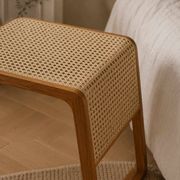 Wood and rattan bedside table made of teak wood.