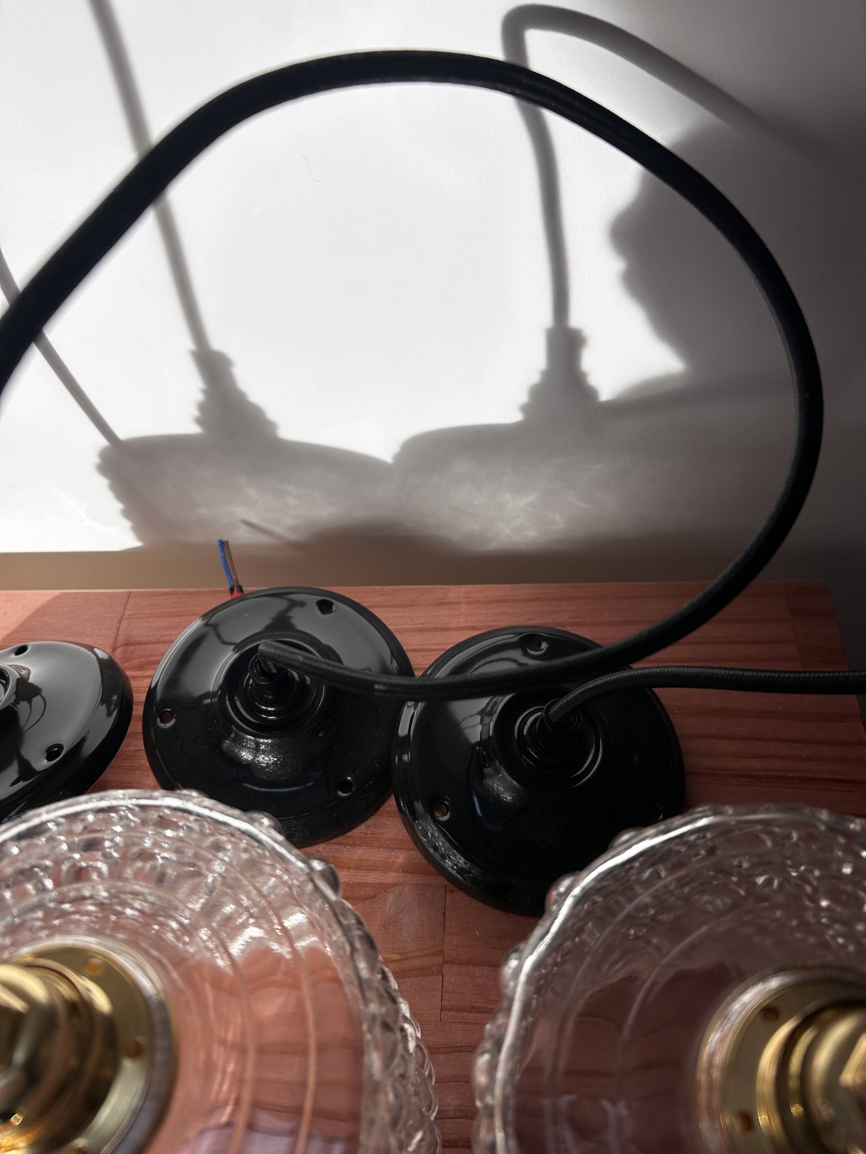 Set of three bubble glass pendant lights