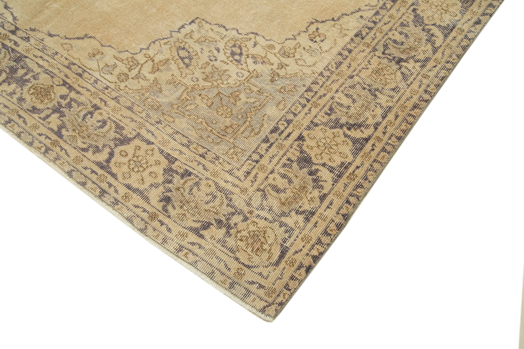 Handwoven antique anatolian beige rug 204 cm x 290 cm