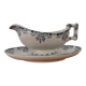 Gravy boat on foot in blue/green iron clay model "Mignon", H & Cie Sarreguemines