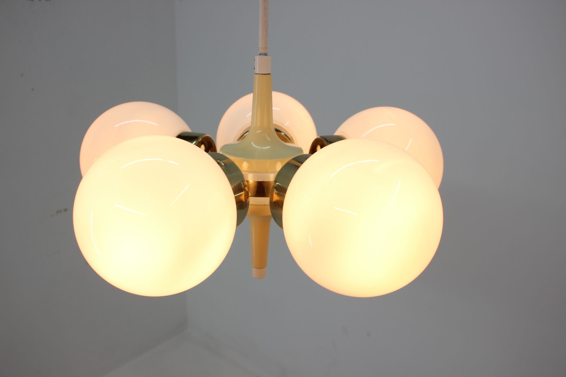 Space age chandelier sputnik by elektroinstala decin, 1970s