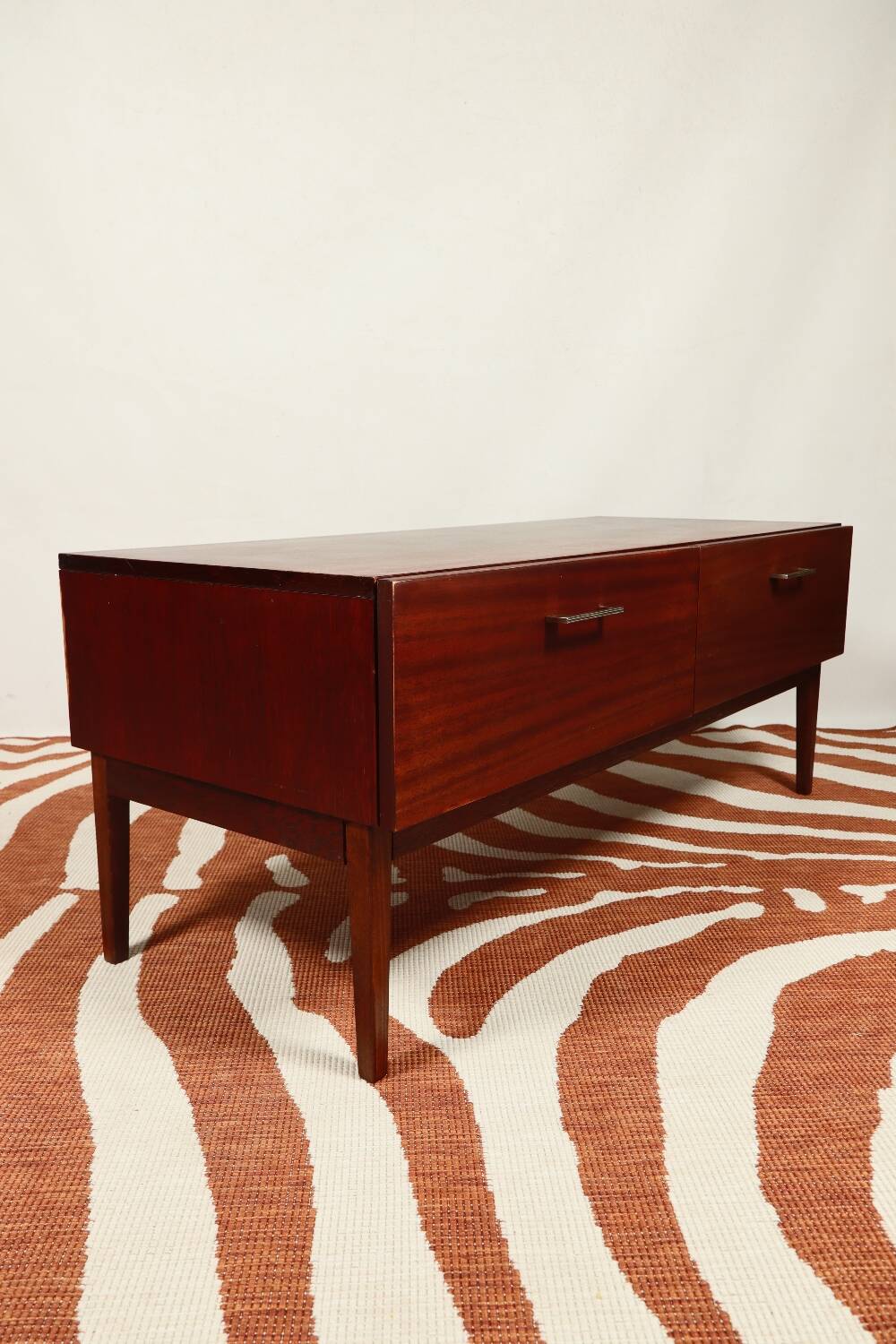 Vintage low board chest of drawers mid century modern design palisander color 1970