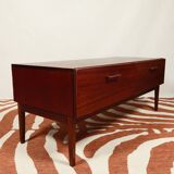 Vintage low board chest of drawers mid century modern design palisander color 1970