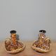 Pair of honey-colored Fat Lava ceramic candle holders