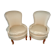 Pair of striped ivory toad armchairs