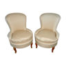 Pair of striped ivory toad armchairs