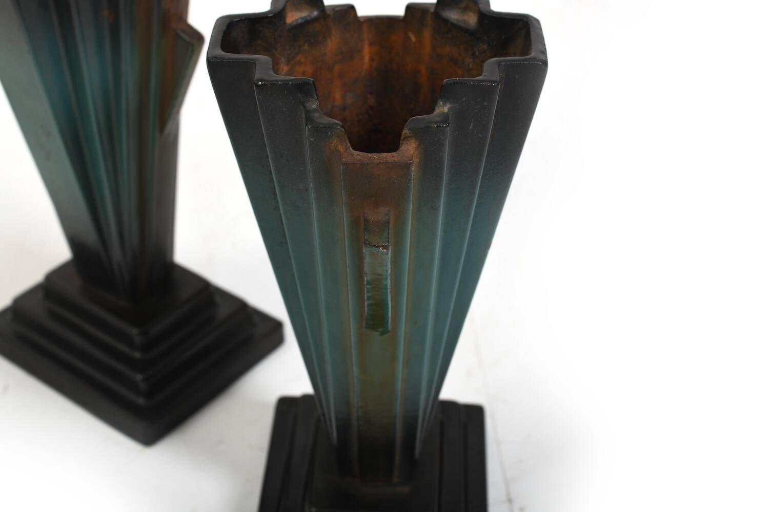 Art Deco Danish Mortuary Vases  Enamelled Iron, 1920s