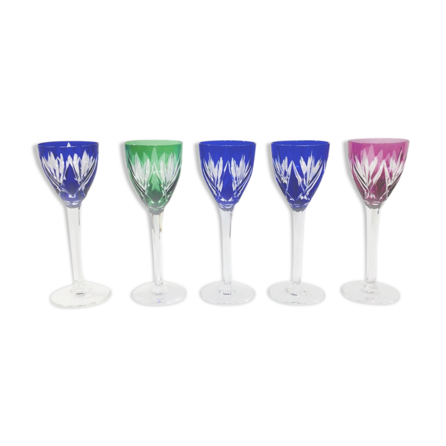 Set of 5 Rhine Roemer wine glasses in Saint-Louis crystal model Monaco