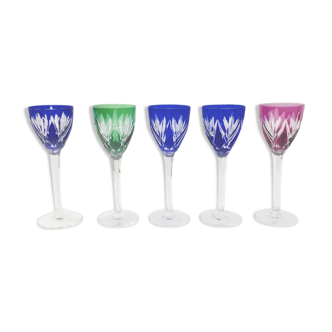 Lot de 5 verres à vin du Rhin Roemer en cristal de Saint-Louis modèle Monaco