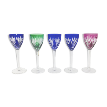 Set of 5 Rhine Roemer wine glasses in Saint-Louis crystal model Monaco