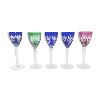 Set of 5 Rhine Roemer wine glasses in Saint-Louis crystal model Monaco
