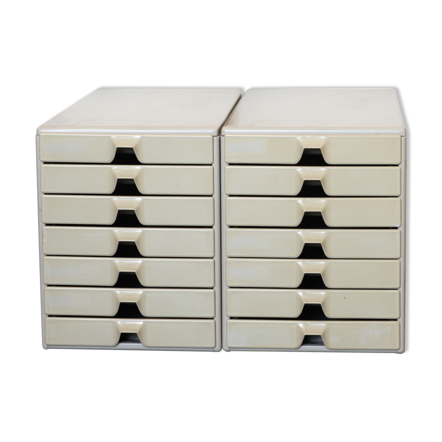 Set of 2 metal and plastic drawer lockers