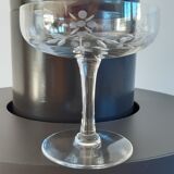 Set of 6 mismatched champagne glasses in crystal engraved years 50-60