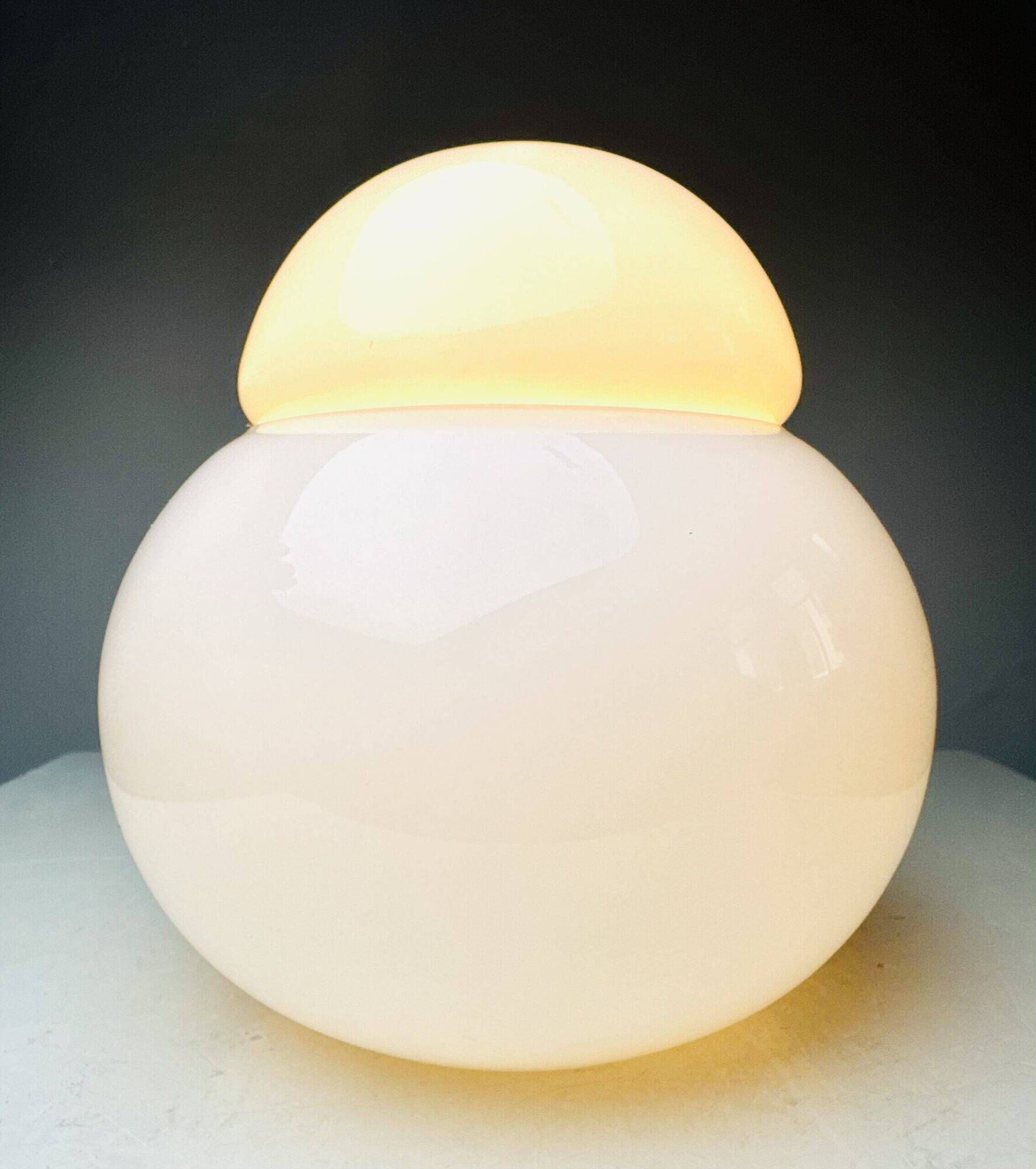 Daruma Picolla Model 5028 Milk Glass Sphere By Sergio Asti For Candle Milano, Italy 1980S
