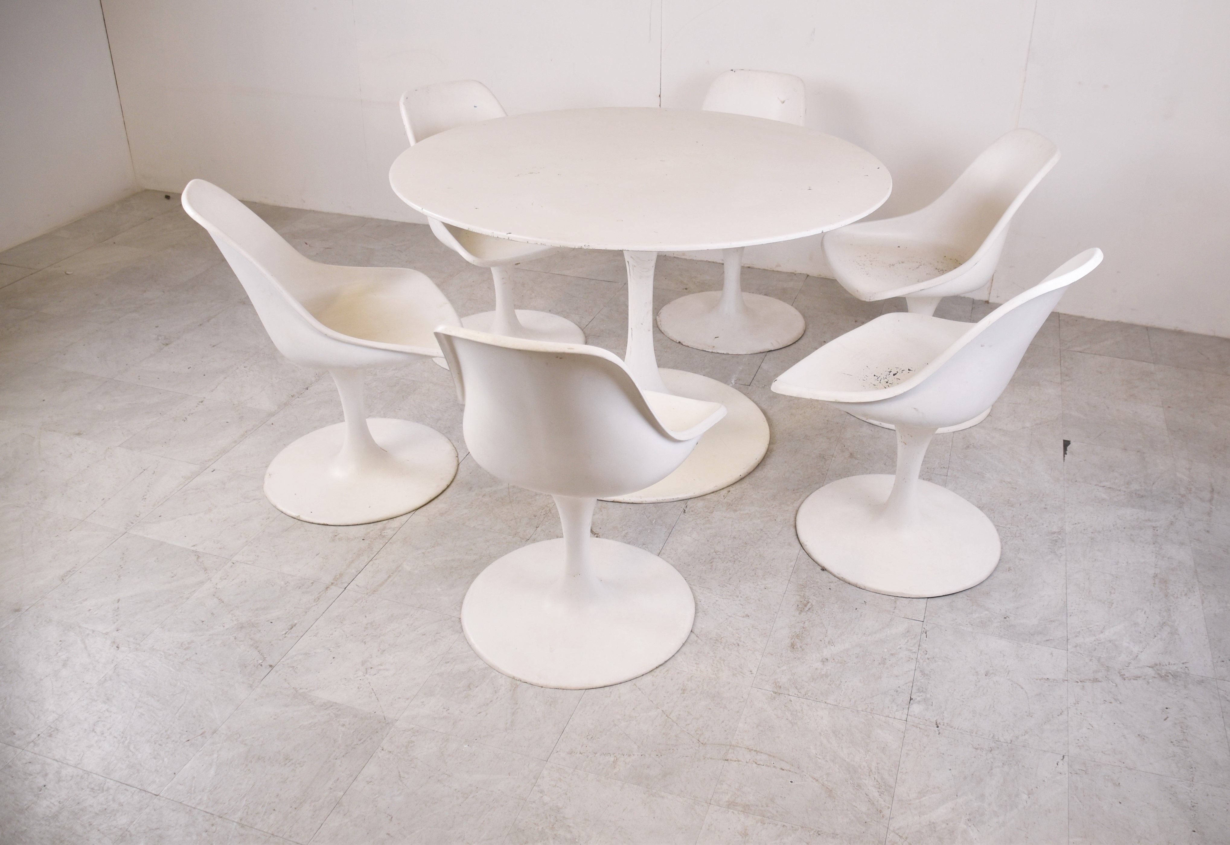 Vintage space age fiberglass dining set, 1960s