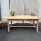 Raw wood farmhouse table