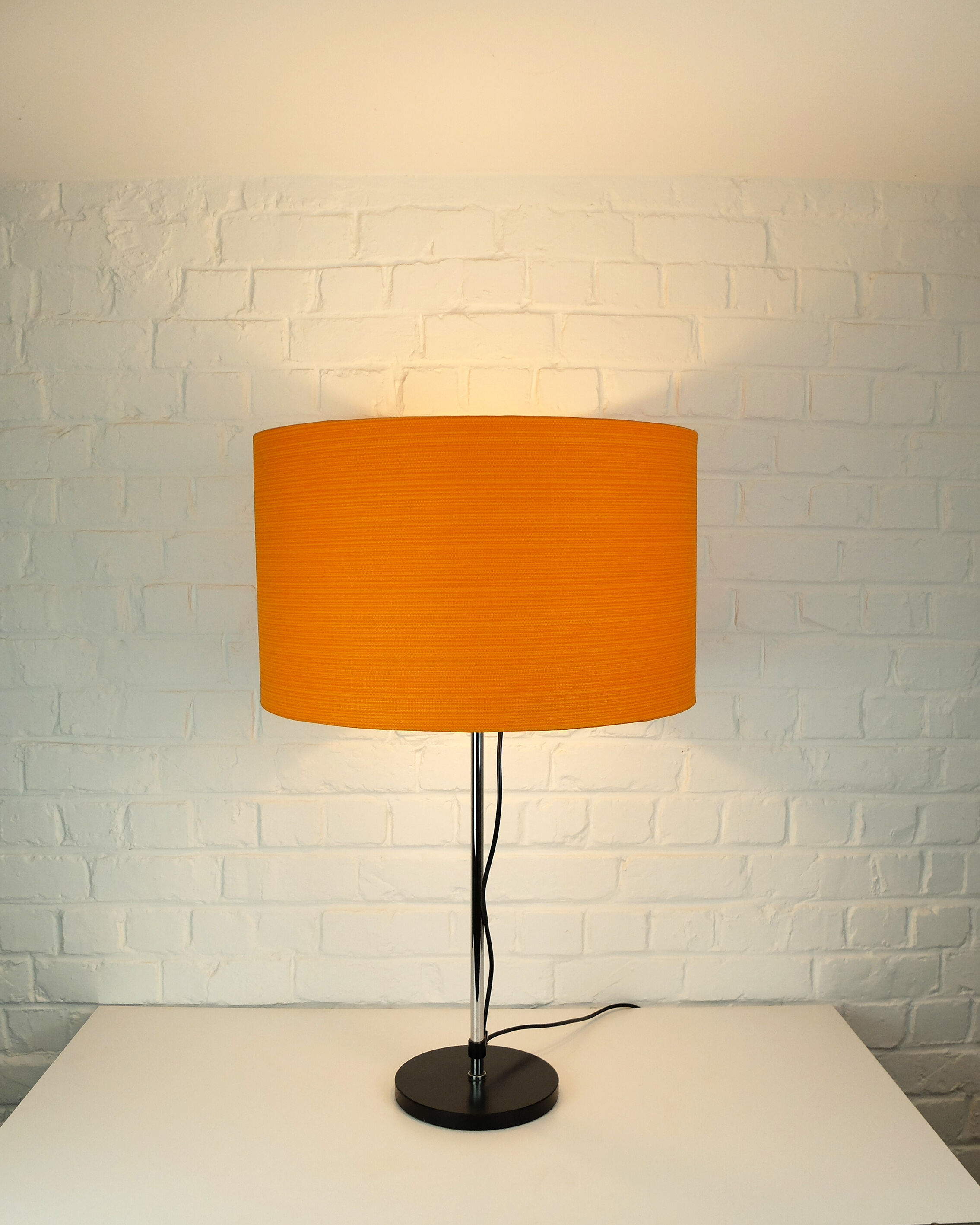 Adjustable Space Age table lamp, original orange lampshade, Staff Leuchten, Germany 1970
