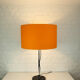 Adjustable Space Age table lamp, original orange lampshade, Staff Leuchten, Germany 1970