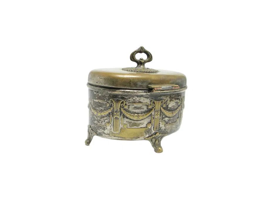 ABC Neoclassical Sugar Bowl, Silver-Plated Brass, Austria, 19th Century
