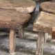 Small stool, oval solid teak accent stool wabi-sabi H26 47x33.