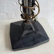 Vintage industrial articulated desk lamp in black metal with cast-iron base, adjustable arm