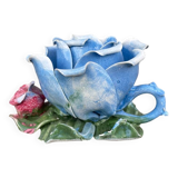 Ancien bougeoir barbotine forme de rose