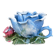 Old barbotine candle holder in the shape of a rose