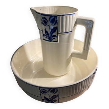 Ensemble de toilette Art déco K&G Lunéville – pichet et grande vasque