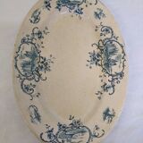 Old serving dish floral and maritime decoration