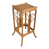 Vintage woven bamboo and wicker stool