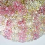 Amazing Pink and Gold Large Size Murano Ceiling Light Flower by Seguso