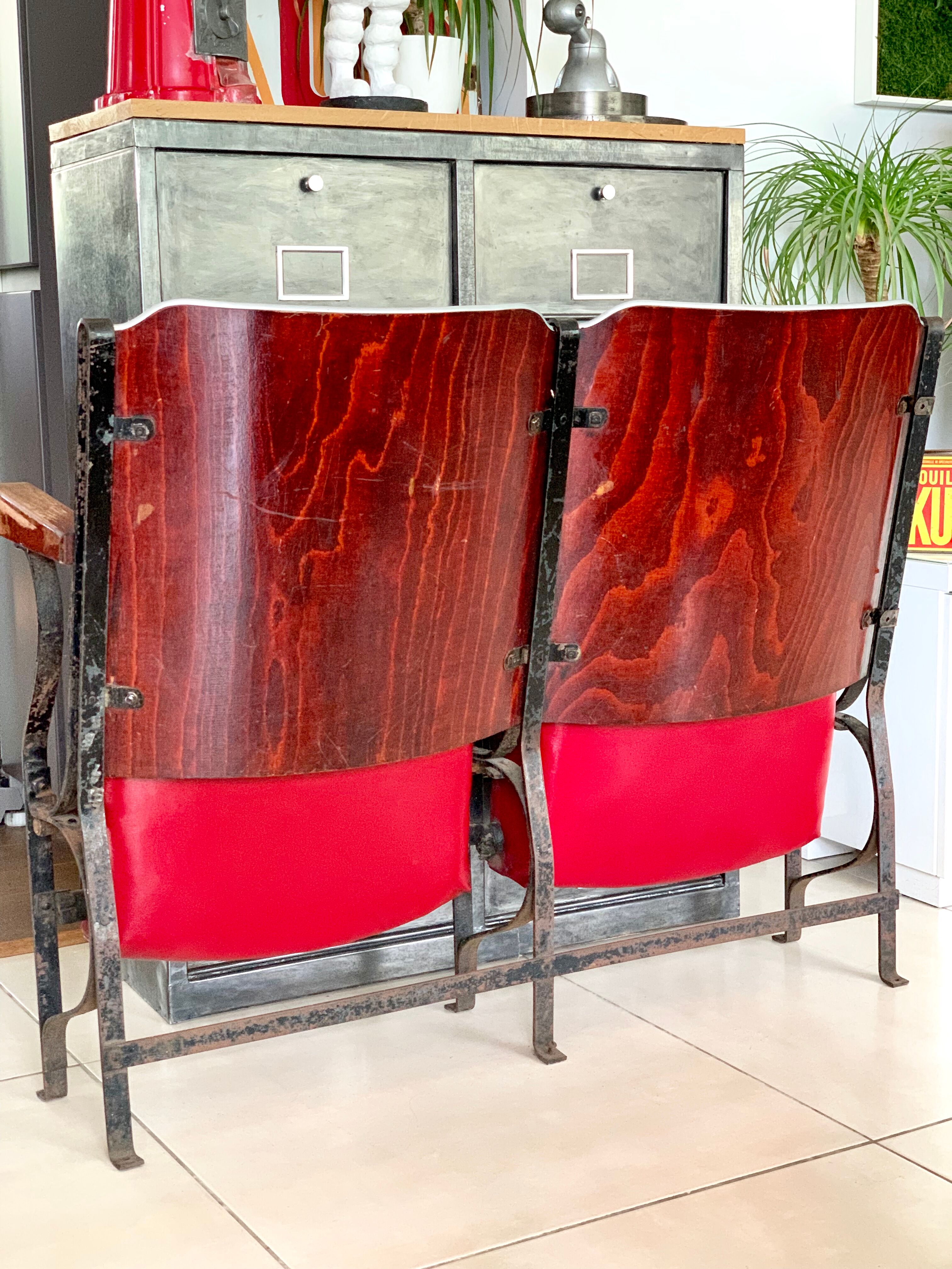 Pair of vintage cinema armchairs