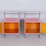 Paire de tables de chevet Bauhaus restaurée, acier chromé, Tchéquie, années 1940