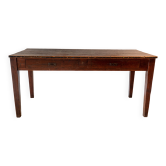 Antique table with 2 drawers in patina