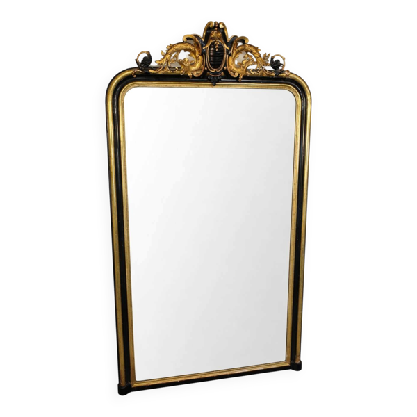 Miroir Napoléon III du XIXè à la feuilles d'or,  190cm H