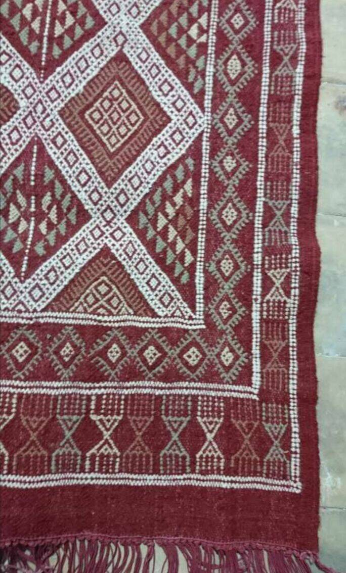 Brown margoum rug hand-woven in natural wool