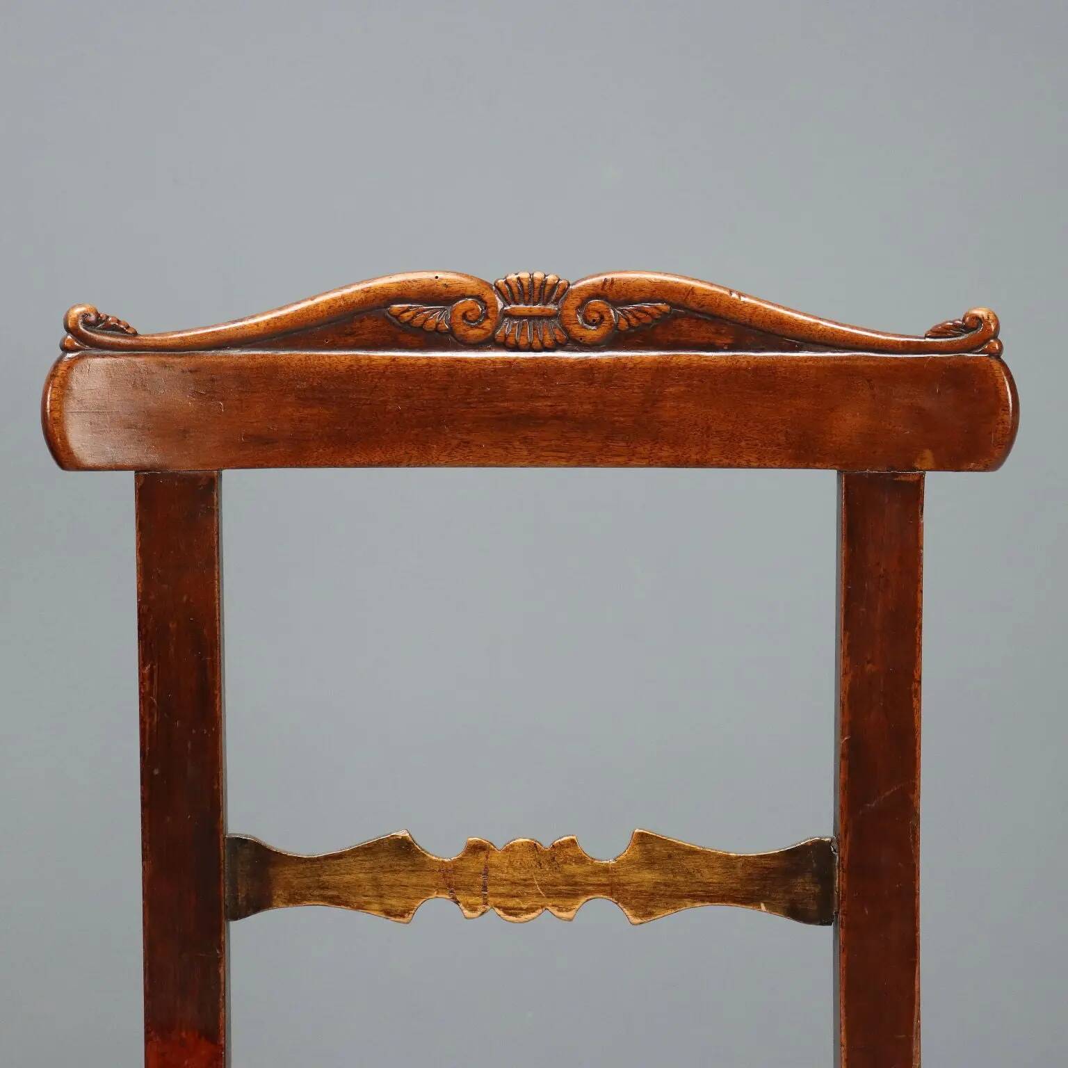 Antique Louis-Philippe walnut chairs with upholstered seats, 19th century.
