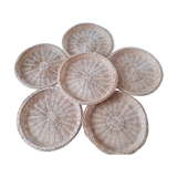 Underside of vintage wicker plates 70s