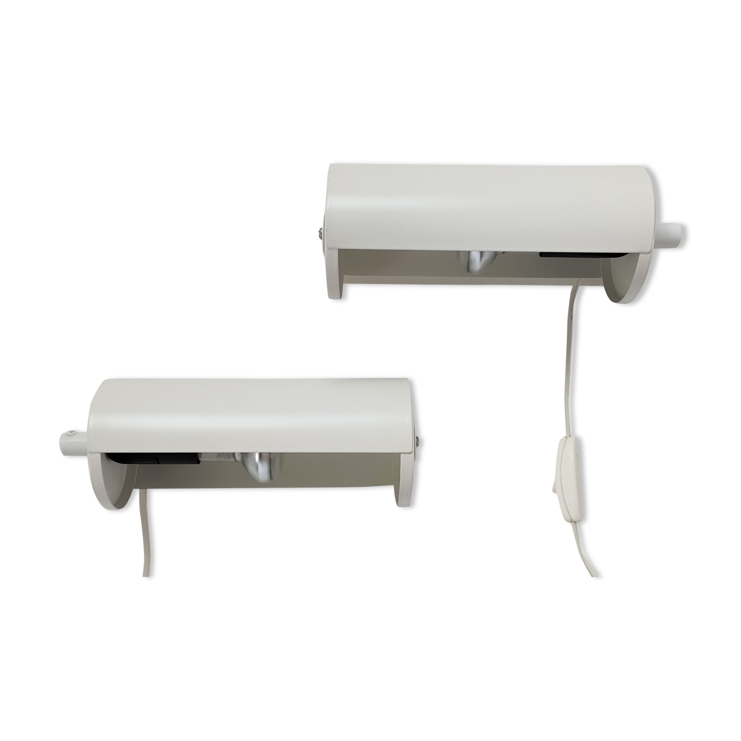 Pair of wall lamps Ikea vintage design Lod V413 white metal