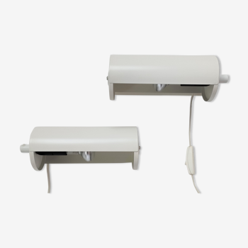 Paire d'appliques Ikea design vintage Lod V413 métal blanc