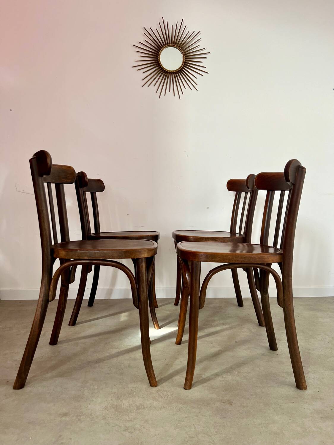 Set of 4 old vintage 50s bentwood bistro chairs